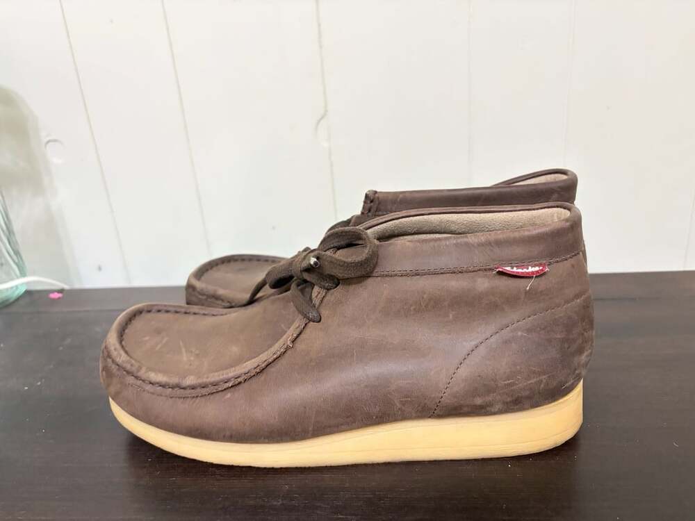 Clarks Stinson Mens 6 Brown Original Leather Ankle Boots Comfort Casual Lace